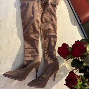 Satin OTK boots